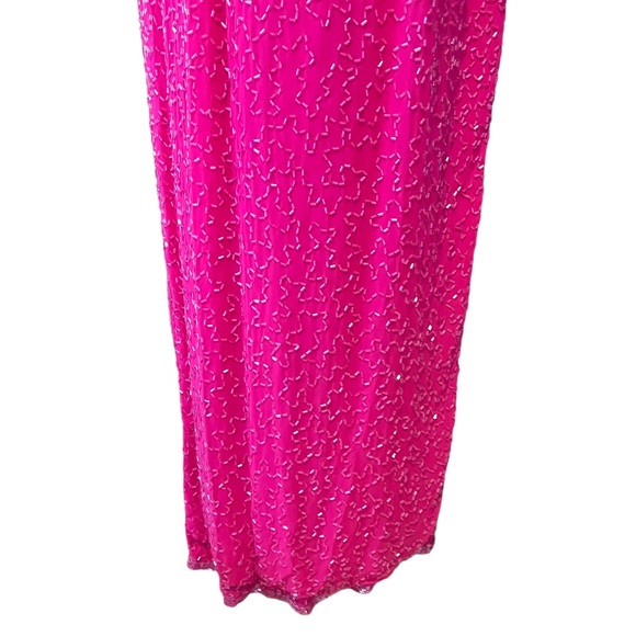 Vintage NWT Alyce Designs Fuschia Pink with Silver Sequins Full Length Dress - Picture 5 of 16